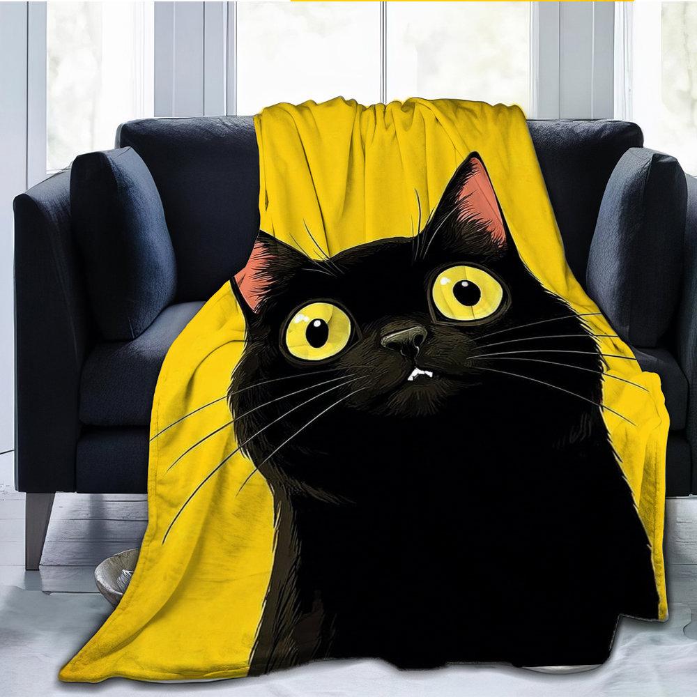 Black Cat Vampire Gothic Flannel printed blanket suitable for all seasons suitable for living room office sofa and travel