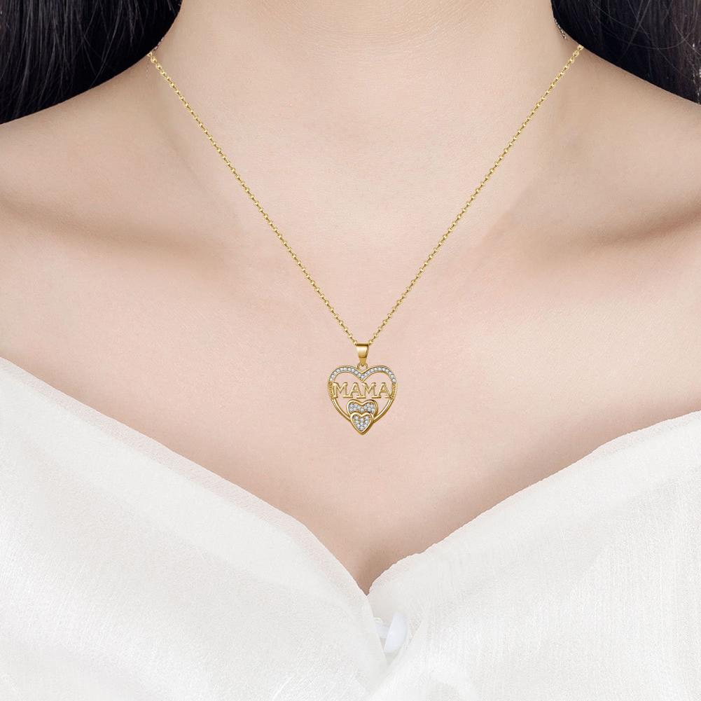Rhinestone Heart-Shaped Pendant Necklace Fashion Elegant Necklace Jewelry Accessories for Daily Wear Gifting Mothers Day Gift