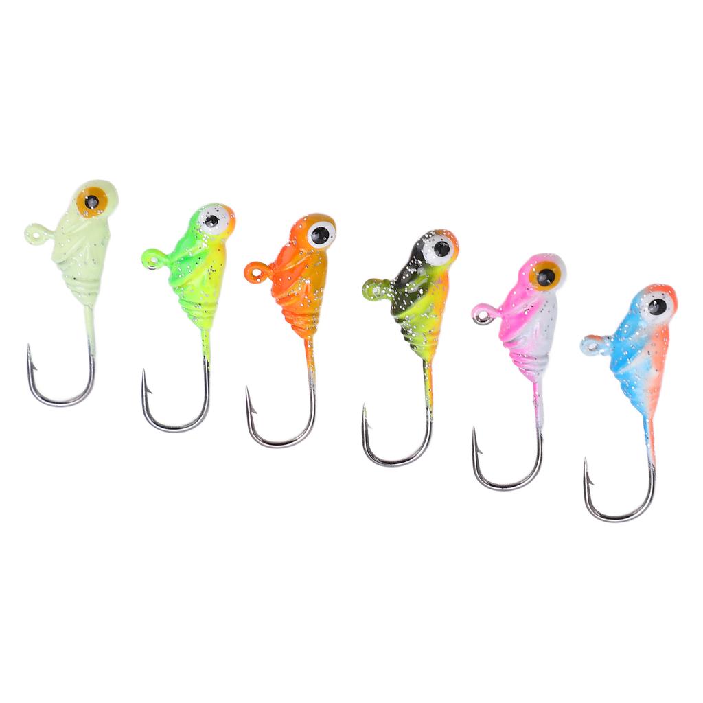 6Pcs Ice Fishing Jigs Fishing Lures Mini Jig Head Baits Carbon Steel for Winter Outdoor004