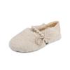 Winter new Mary Jane plush plush shoes women's pearl fashion versatile thermal shoes back plush casual flat cotton shoes
