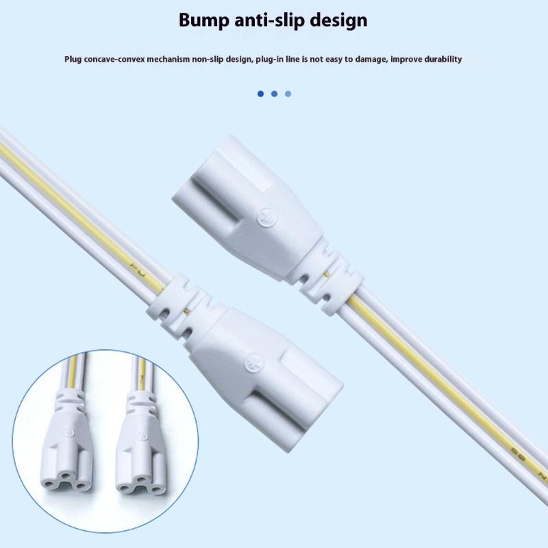3 Pin LED Tube Power Cord Connecting Wire for T5 T8 Fixtures Plastic Construction Easy Installation Compatibility