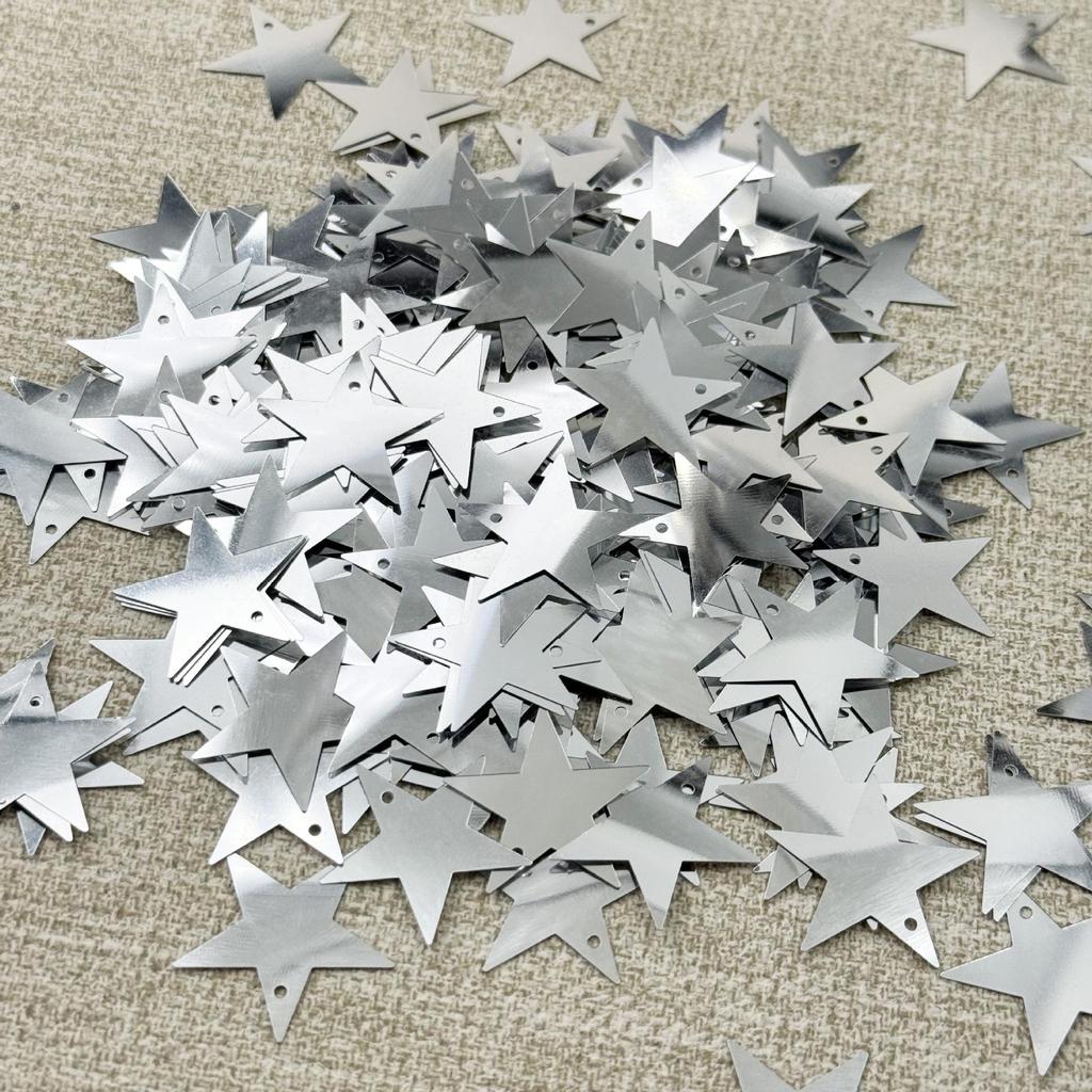 25MM Silver Edge Pentagram PET Star Sequins Single Hole Eco-Friendly DIY Jewelry Accessories