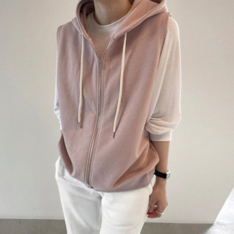 

Толстовка с капюшоном, безрукавка, серая, черная, жилет, универсальный, женский, короткий, тонкий, толстый, жилет, куртка, пальто M розовый