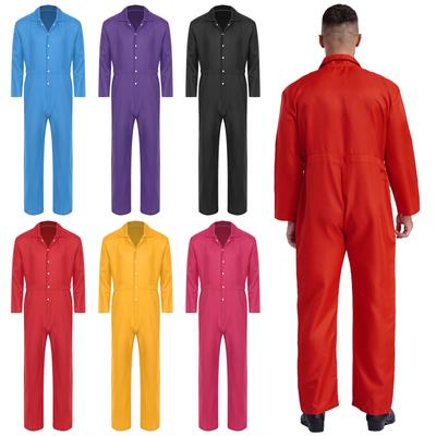 Tuta da lavoro S-3XL per uomo, colletto alla coreana, manica lunga, abbottonatura, resistente all'usura, tuta intera, uniforme