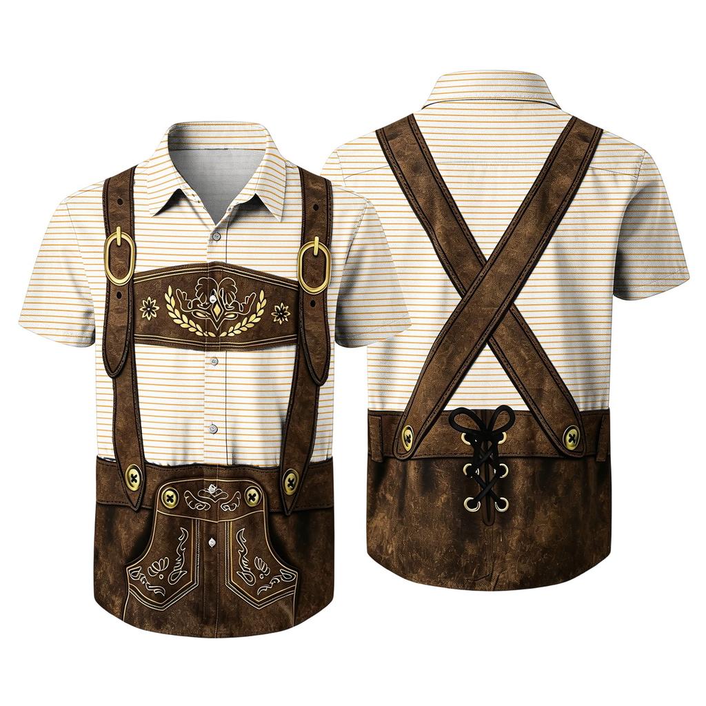 Men's Vintage Print Short Sleeve Cardigan - Casual Party Top for Daily Wear