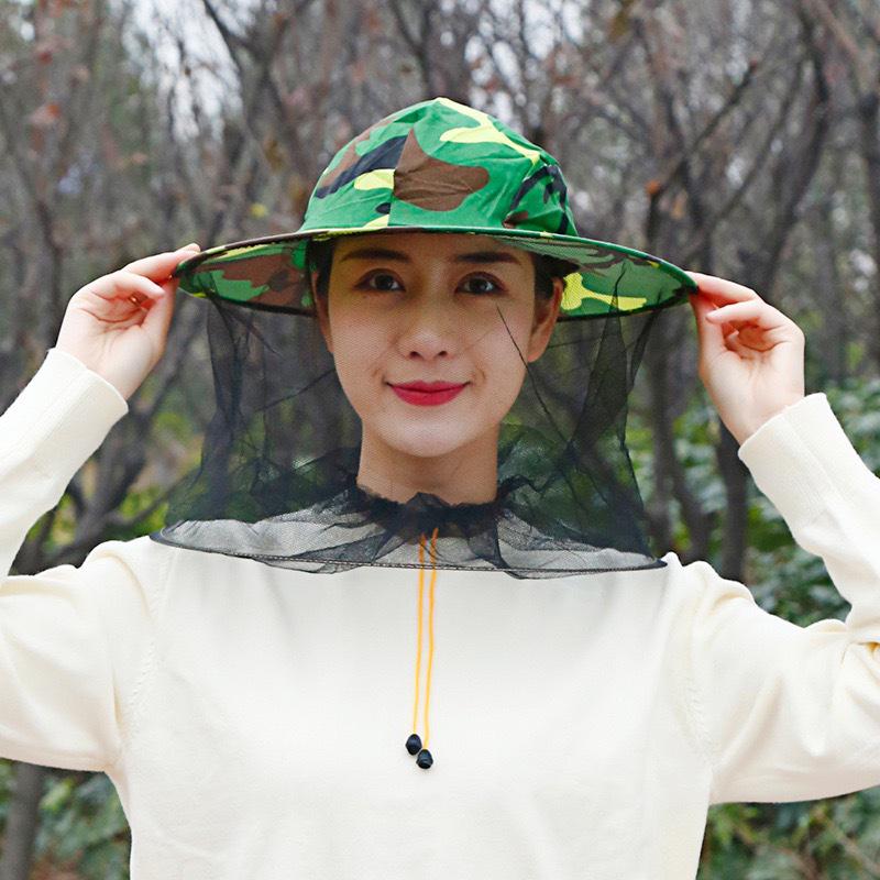 Camouflage Beekeeping Hat with Face Net - Anti-Mosquito Bee Protection Tool