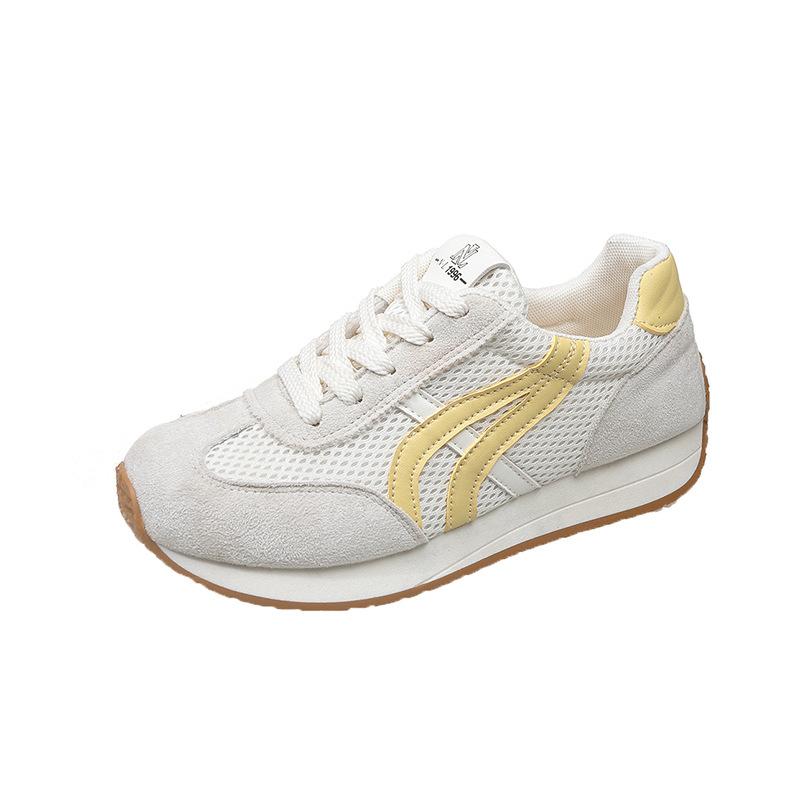 

Retro training shoes women 2025 summer new commuter women casual shoes Internet celebrity flat soft sole mesh board shoes women 40 жёлтый