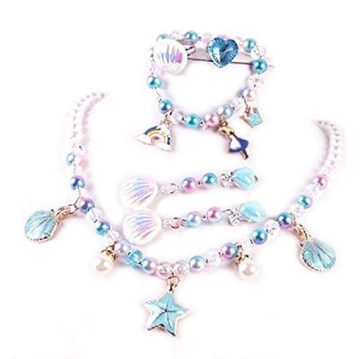[Entregando Amor E Paz] 6-Piece Accessory Set, Blue, Princess Transformation, Necklace, Ring, Earrings, Bracelet, Cosplay, Girl (Blue)