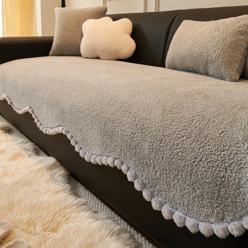 

New Sofa Cover Cloth Thickened Anti Slip Sofa Cushion Cover for Autumn and Winter Warmth Light Luxury and High-end Feeling 70x70cm сірий