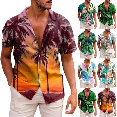 Men's Hawaiian Printed Button Short Sleeve Shirts Men's Casual Fashion Short Sleeve Shirts