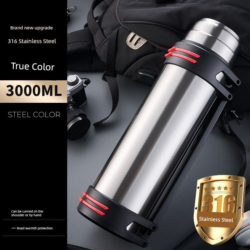 Thermos Kettle, Outdoor Large-Capacity Thermos Cup, Portable Car Water Bottle for Men and Women, Construction Site Household Anti-Fall Thermos Bottle
