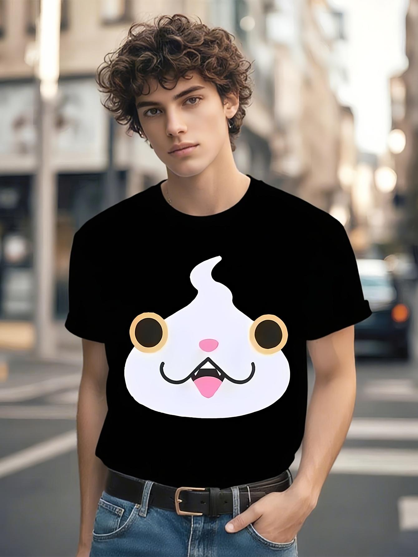 Yo-Kai Watch Jibanyan Face Graphic T-shirt - Cute Anime Tee with Expressive Eyes Mouth S