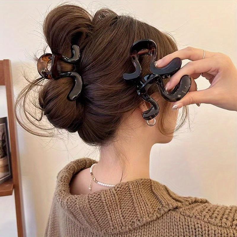[Elegant Hair Clip] Large High-End Plastic Hair Clip, Bohemian Sweet Style Wavy Shark Clip | for Half Up Hairstyles, Elegant Hair Accessory