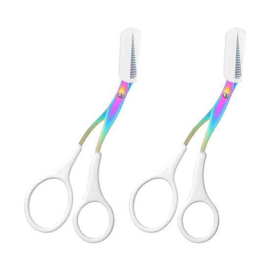 1/2/3Pcs Eyebrow Trimming Scissors with Comb Stainless Steel Non-Slip Precision Eyebrow Trimmer Men Women Brow Hair Removal Grooming Tool