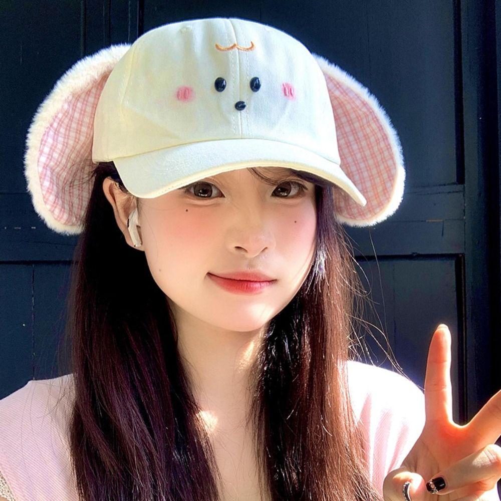 Cute Baseball Cap Plush Rabbit Ear Sunscreen Hat Trendy Peaked Cap Spring Summer