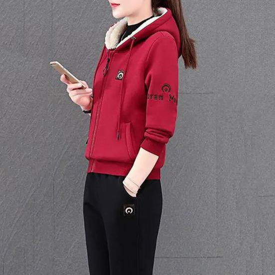2 unids/set pantalones traje con capucha de felpa cordón todo fósforo traje de abrigo para uso diario