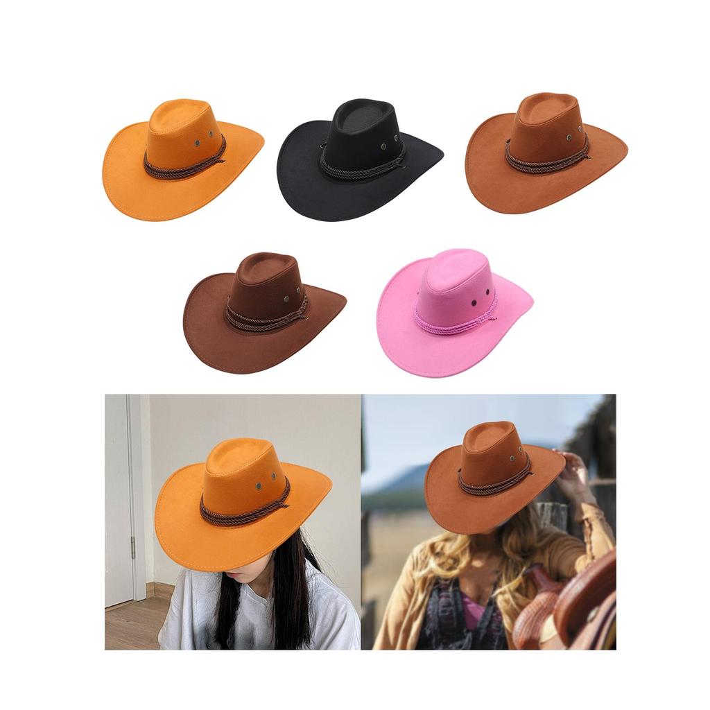 Cowboyhut Dekoration Breiter Rand Kostüm Kleidung Zubehör Cosplay Sommer Foto Requisiten Sonnenhut für Erwachsene Unisex Angeln Wandern