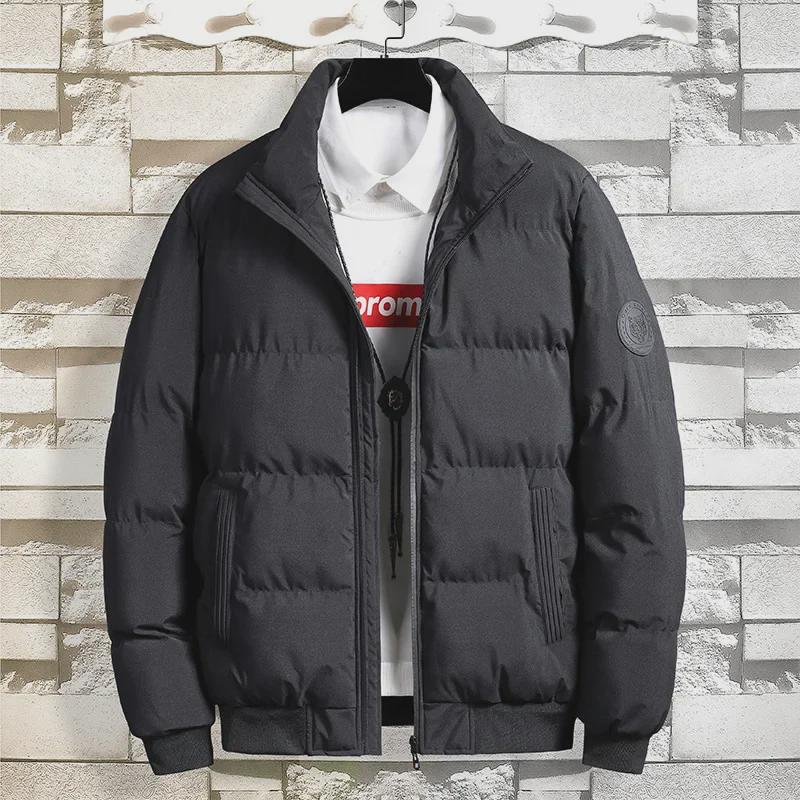 Men's Thick Warm Stand Collar Cotton Jacket - Versatile Fashionable Casual Outerwear for Autumn and Winter