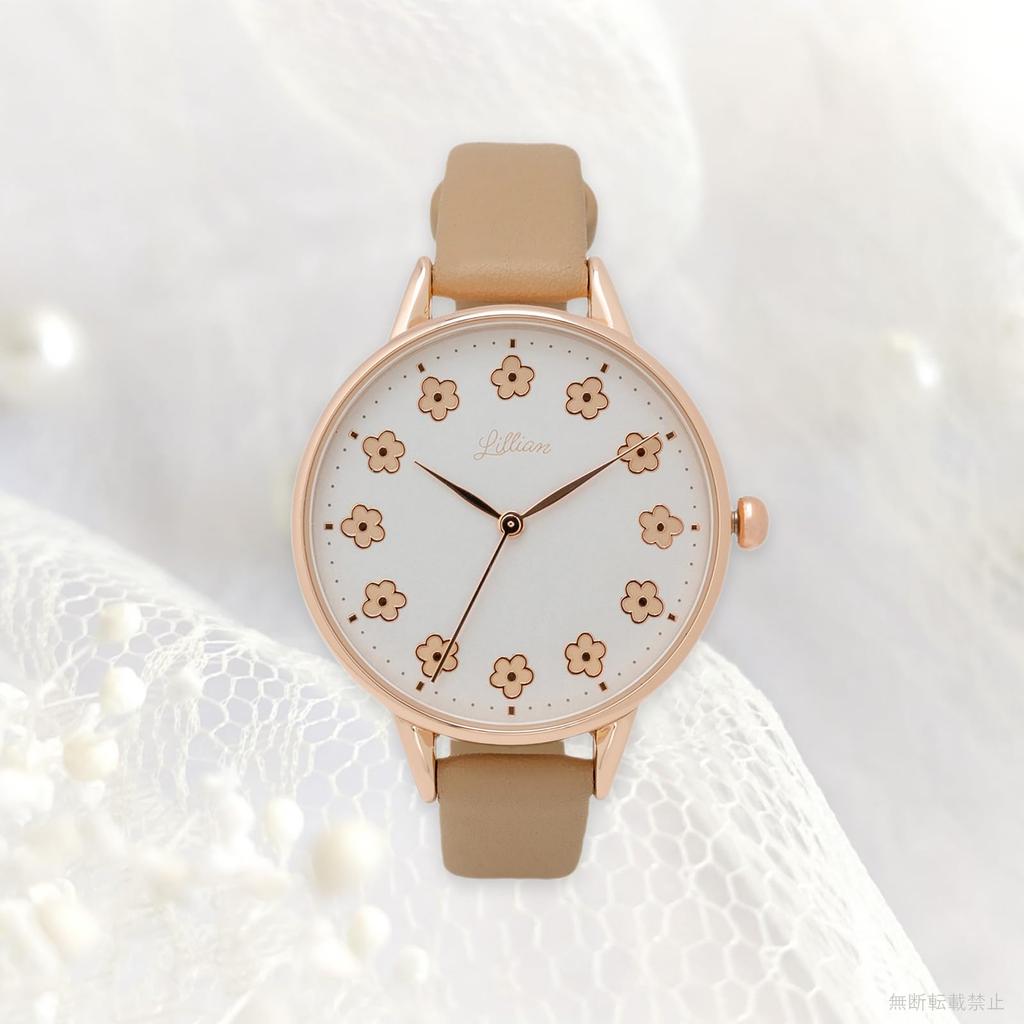 Fieldwork Women's Analog Watch with Leather Strap, Beige, White, JN018-2