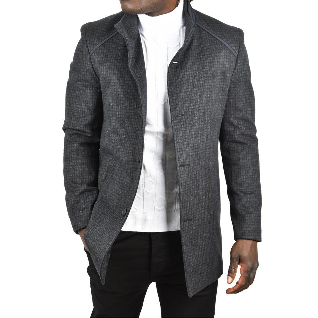 DeepSEA Pötikare Desenli Dik Yaka Dar Kesim Hakim Yaka Kaşe Kaban 2407003