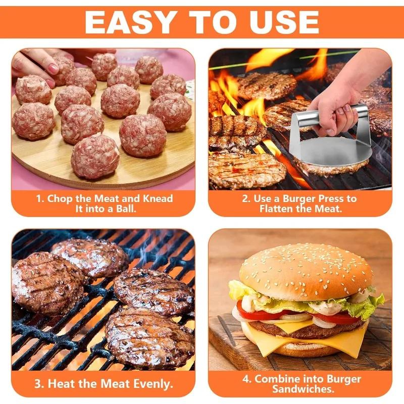 Stainless Steel Hamburger Meat Press Barbecue Meat Press Used To Fill Burgers Sliders Regular Beef Burgers for Outdoor Grilling