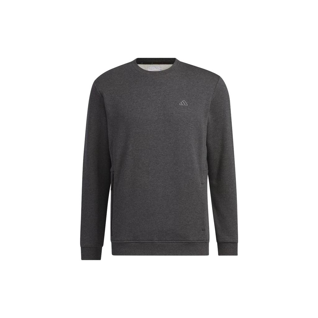 Adidas Go-To Crewneck Sweatshirt Solid Logo Golf Long Sleeve Sweatshirt Men Sweatshirt Metallic-Black IA2609