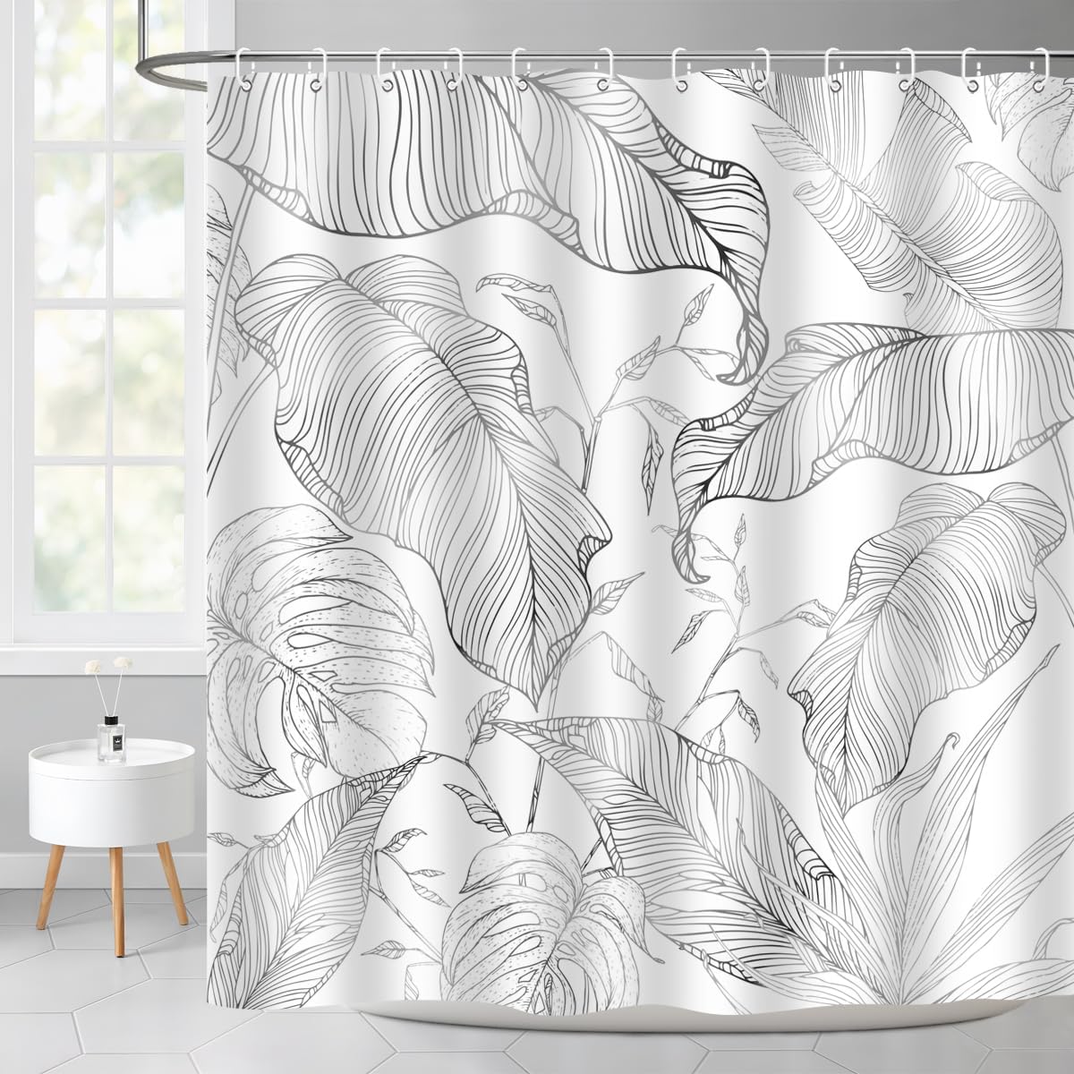 

Green Gold Tropical Palm Leaves Shower Curtain Abstract Banana Modern Botanical Plant Nature Aesthetic Emerald Green Bathroom W60H190(CM)-1 Pcs