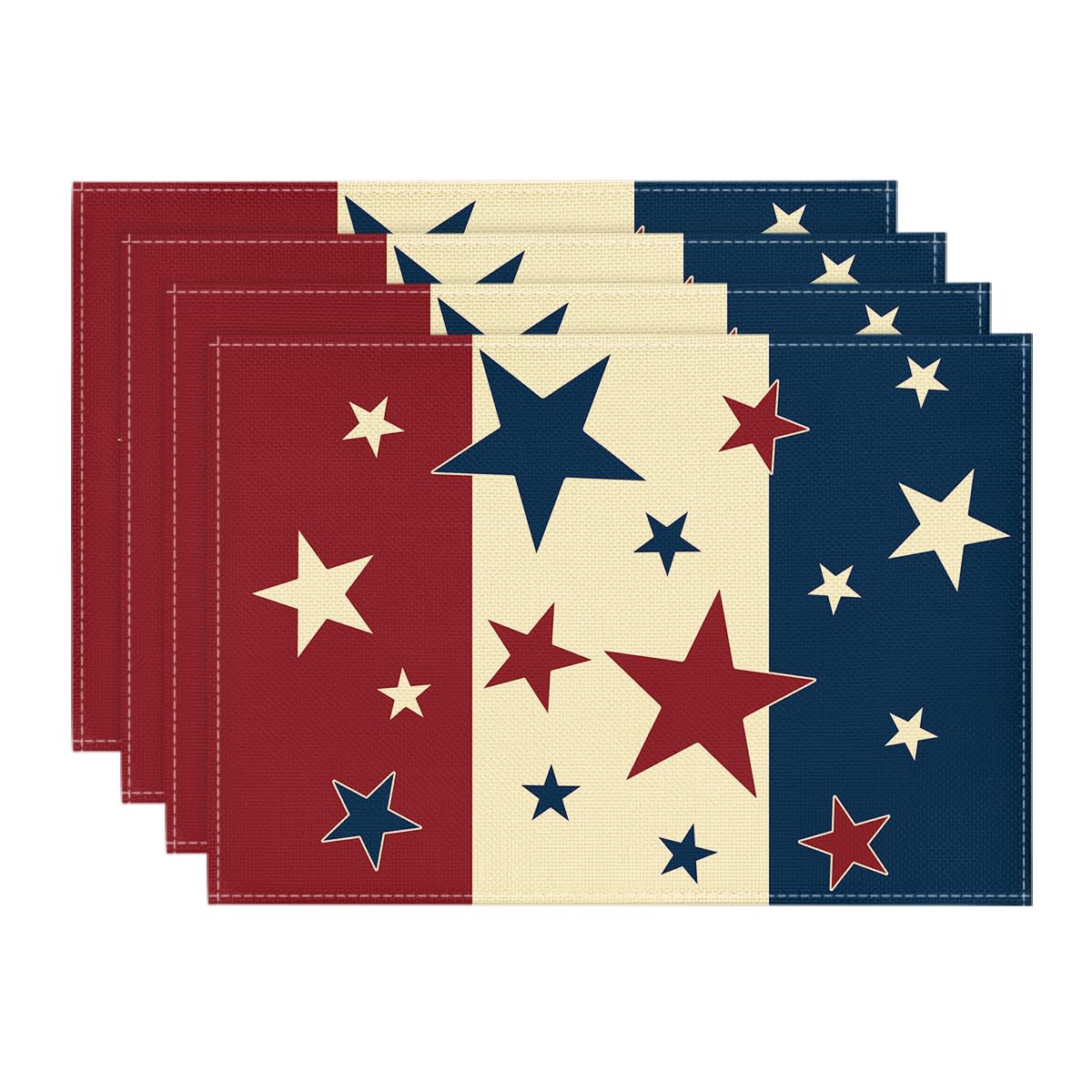 

Stars Stripes Patriotic 4th of July Placemats Set of 4, 12x18 Inch Independence Day Table Mats for Party Kitchen Dining Decoration 12 x 18 , Rectangular 4 Pcs