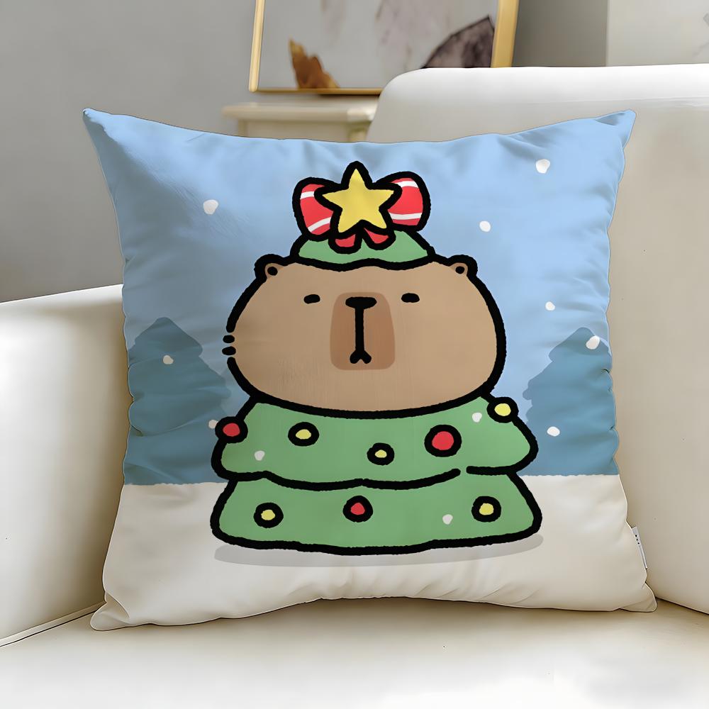 classic animal Capybara Cushion Cover Soft & Easy-Wash Pillow Case – Versatile for Couch, Bed, Travel and Office