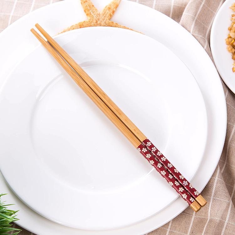 22.5cm Japanese Style Non-slip Natural Wood Chopsticks with Ties Sushi Chopsticks Set for Restaurant Kitchen Tableware