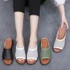 Fashion GKTINOO Summer Plus Size Platform Slippers Women Genuine Leather Open Toe Wedge Sandals Women Thick Sole Slides Zapatillas Mujer