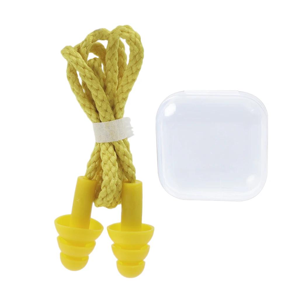 Noise Cancelling Ear Plugs Waterproof Swimming Soft Silicone Corded Earplugs Ears Protector Reusable Headwear Earplugs With Rope