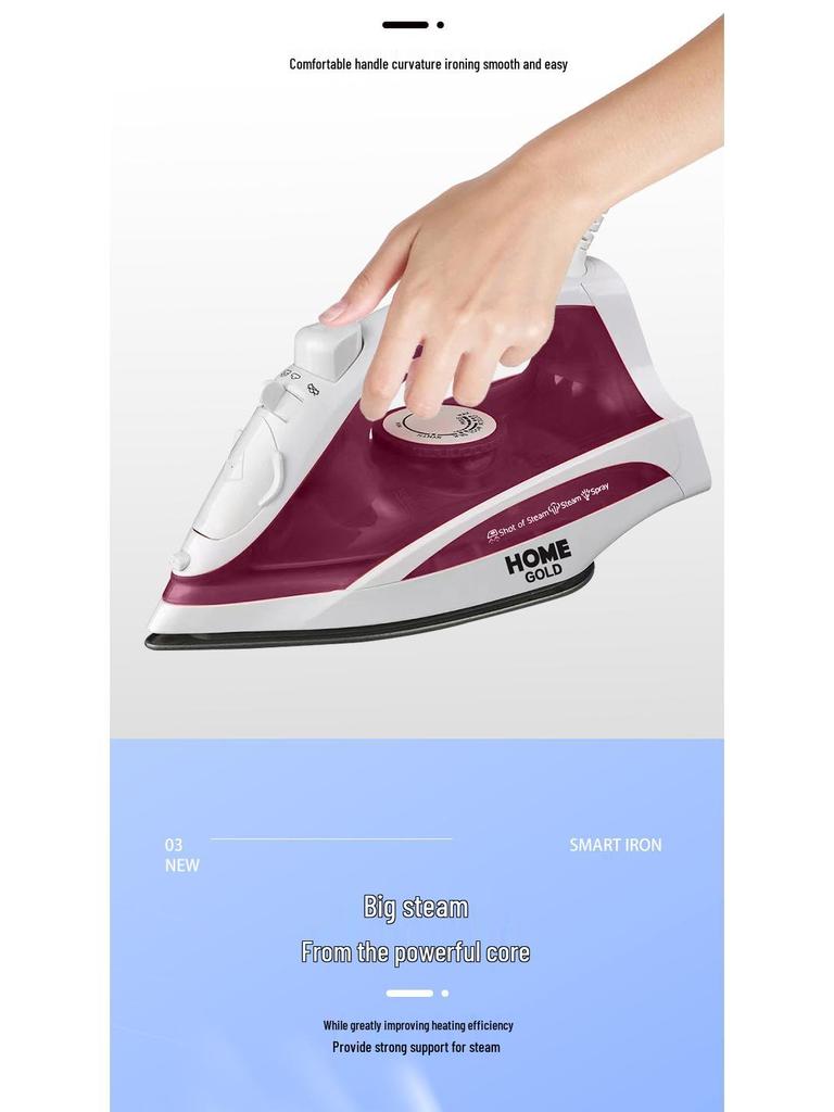 Compact Handheld Steam Iron with Ceramic Soleplate and Large Water Tank