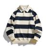 2025 Spring & Fall Trendy Loose Striped Double Pique Sweatshirt Unisex Hong Kong Style