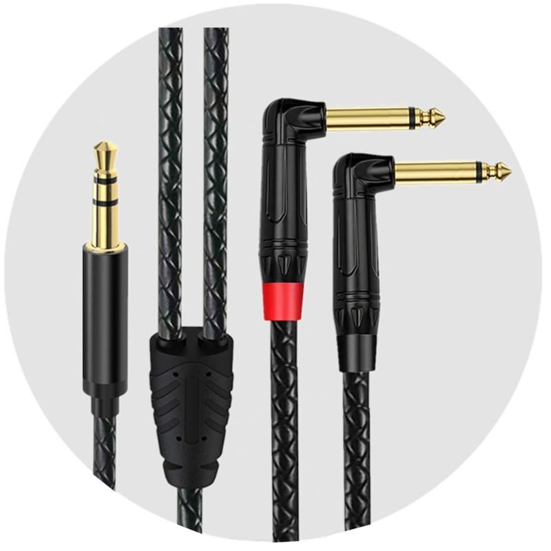 3.5mm To 2x6.35mm Adapter Cable 1/8inch to 1/4in Mono Sound Cable For Sound Recording Professional Applications