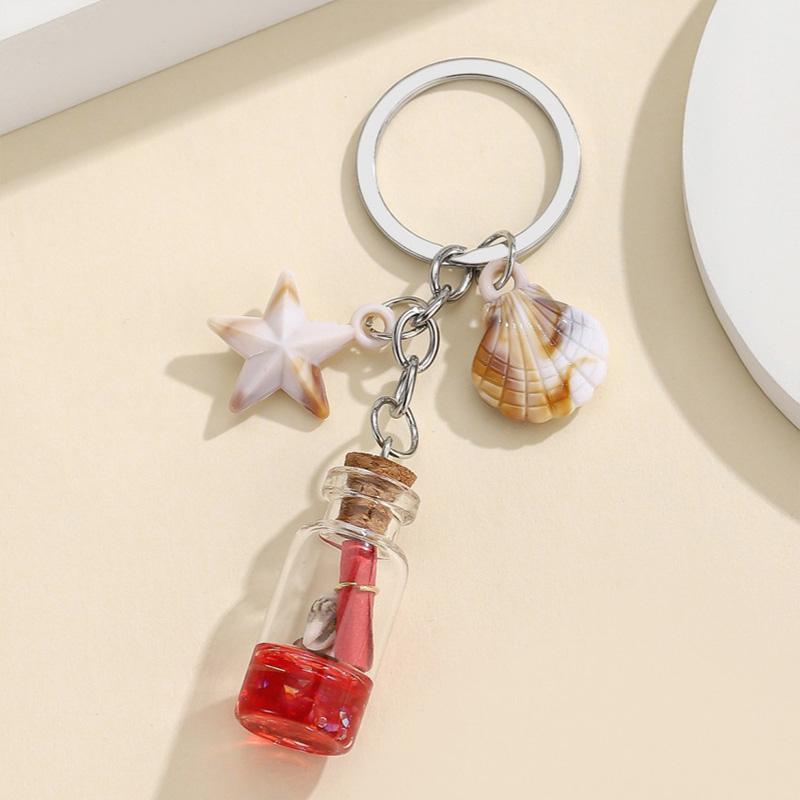 1PC Backpack Pendant Keyring Gifts Keychain Portable Bottle Ocean Theme Starfish Shell Chain Ornament