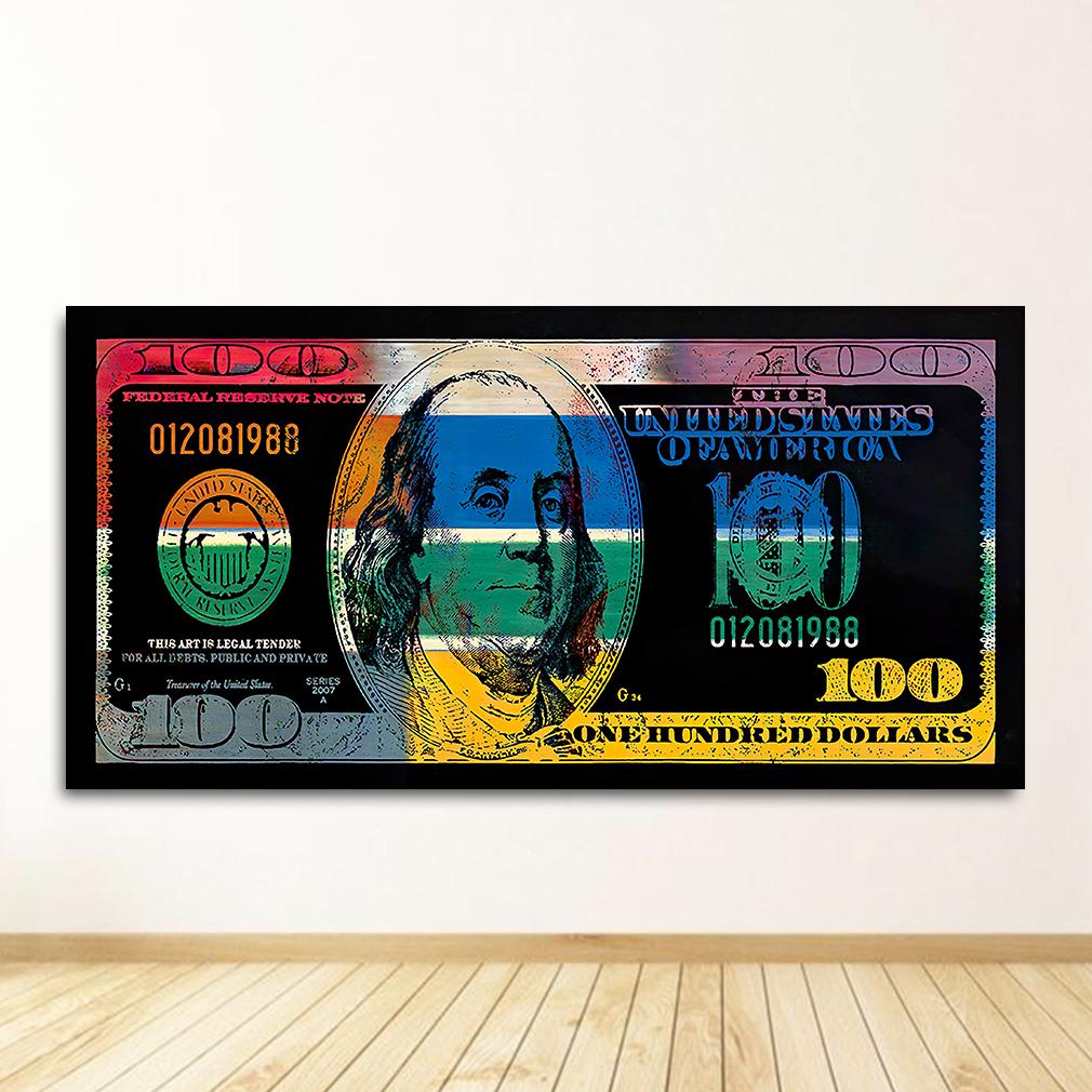 Wall Art Gold Modern Popular Colorful Hundred Money Canvas Painting Quadro Street Abstract Poster Picture Home Decor