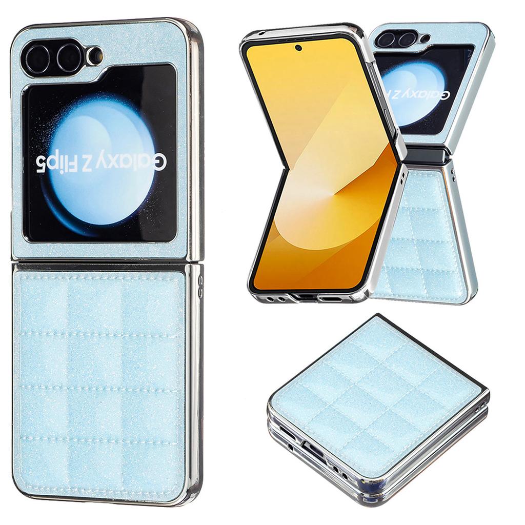 Suitable for Samsung Z Flip6 Fashion Phone Case Z Flip5 Electroplated Glitter Small Fragrant Style Rhombus Leather Case 4th Generation