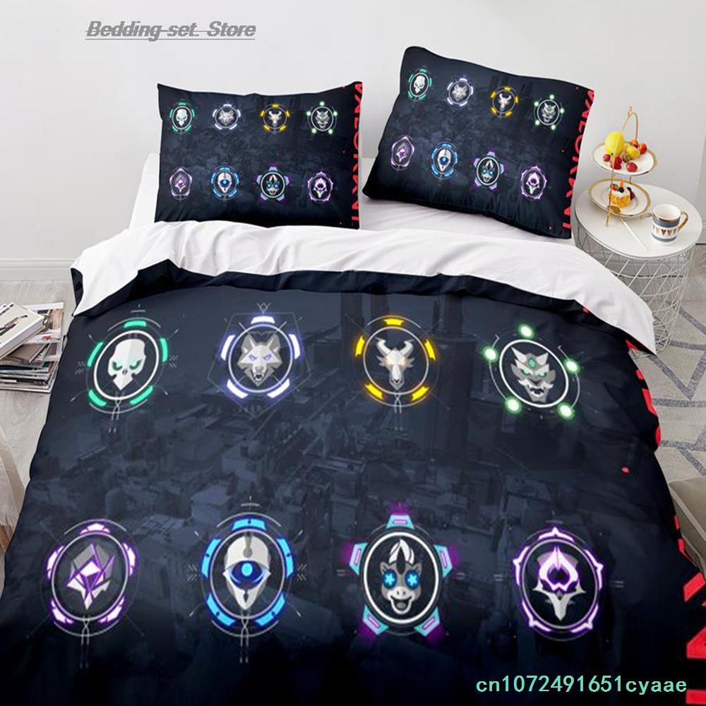 Gaming Valorant Bedding Set Single Twin Full Queen King Size Bed Set Aldult Kid Bedroom Duvetcover Sets 3D Print Anime 034
