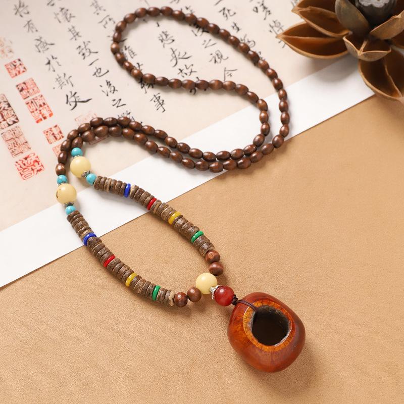 

Ожерелье из кости яка длинное из бусин экзотическое ретро литературное цепочка для свитера хлопковые и льняные аксессуары женские