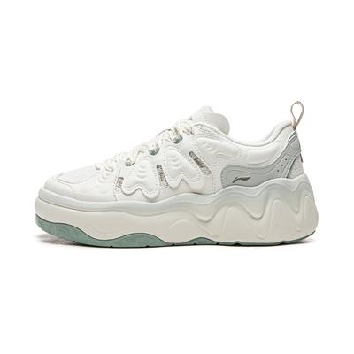 Li Ning Cheese 3.0 Slip Resistant Cushioning Abrasion Resistant Lightweight Low Top Skateboard Shoes Women's Ivory AGCW072-2
