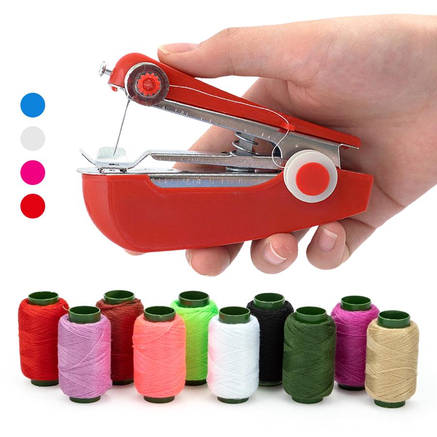 6/11pcs Mini Handheld Sewing Machine with Sewing Thread Kit Portable DIY Tools for Household Clothes Thin Fabric XJM