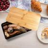 JIGUOOR Black Bread Box, Large Space Saving Vertical Metal Bread Box with Wooden Cutting Board Lid, Holds 2+ Loaves, Farmhouse Bread Bins Kitchen