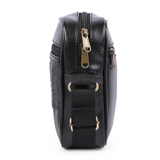 ADISA Faux Leather Unisex Sling Cross Body Travel Office Messenger Bag (MS9012-BLA)