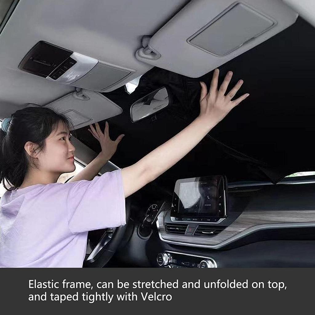 Portable Car Sunshade Summer Windshield Sunshade, Heat Insulation, Sun Protection, Foldable Double Ring Design, Universal for Cars and Suvs