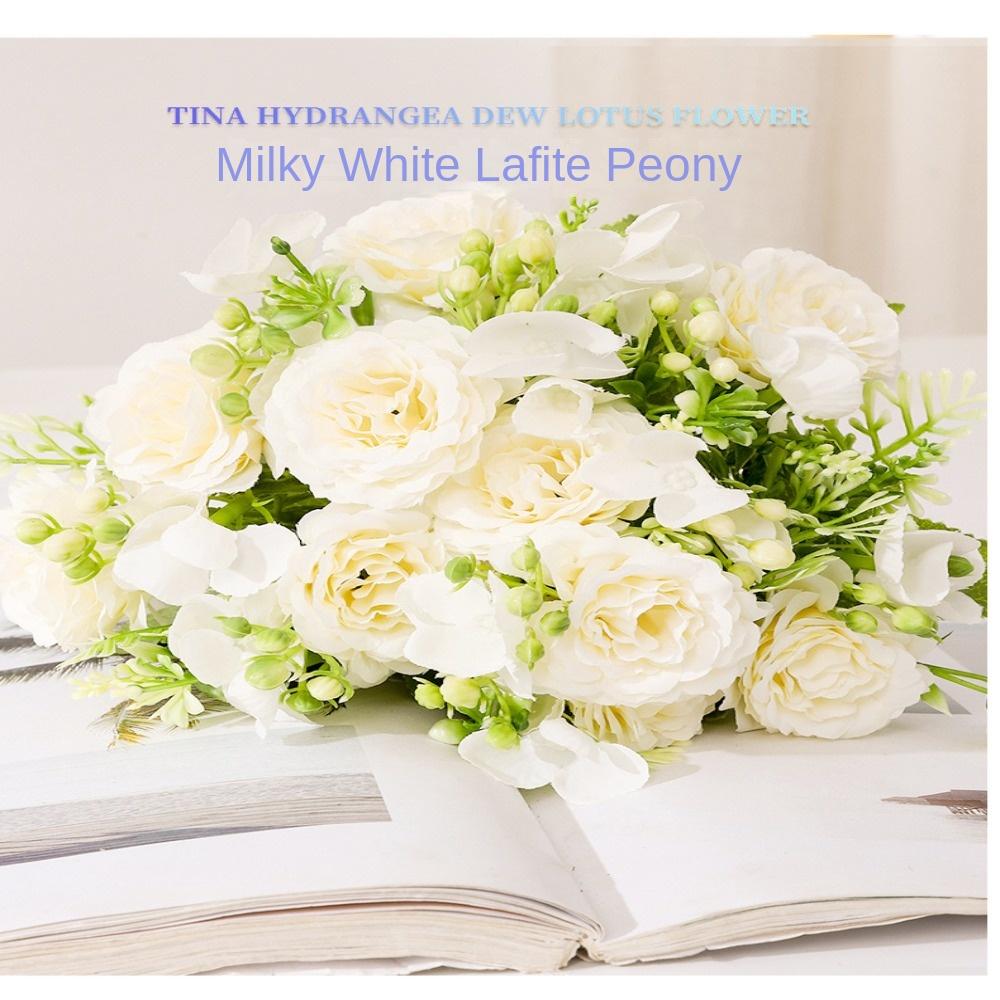 Lafite Peony Rose Hydrangea Simulated Flower Artificial Silk Flowers Fake Flowers Wedding Bouquet