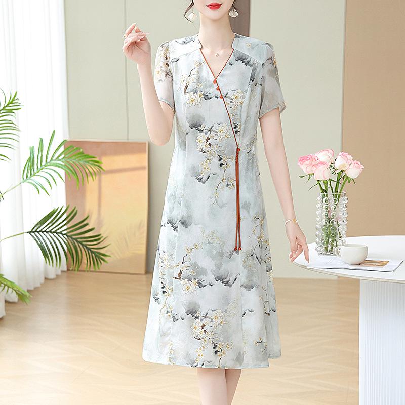 Elegant Plus Size Chiffon Dress for Middle-Aged & Elderly Women - 2026 Mother s Day Summer Style XXXL