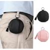 New Canvas Mini Coin Bag Solid Color Round Small Pocket Bag with Zipper Key Earphones Pouch