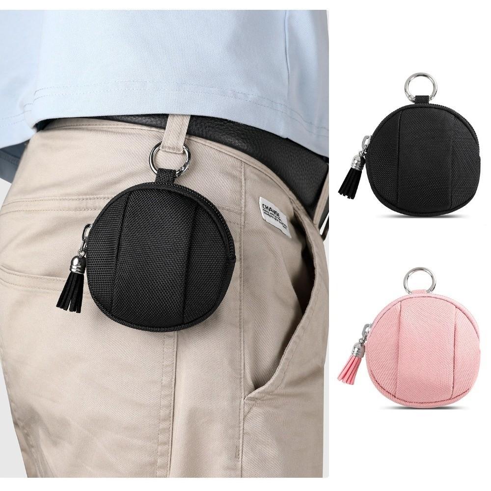 New Canvas Mini Coin Bag Solid Color Round Small Pocket Bag with Zipper Key Earphones Pouch