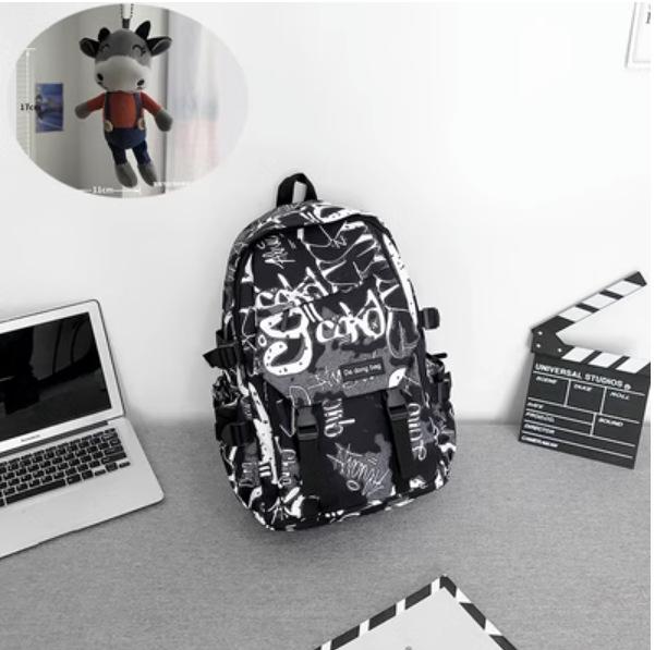 Schulrucksack trendige Marke Rucksack Herren Ins trendig cool große Kapazität Graffiti Rucksack Schüler Pendler Schulrucksack College-Studenten Reise Rucksack
